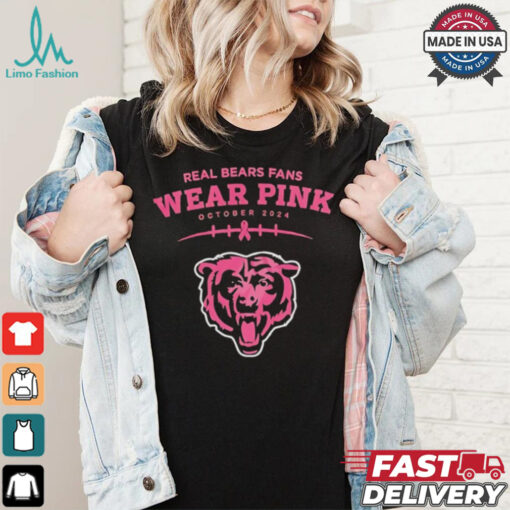 Real bears fans wear pink October 2024 Chicago Bears shirt