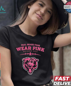 Real bears fans wear pink October 2024 Chicago Bears shirt