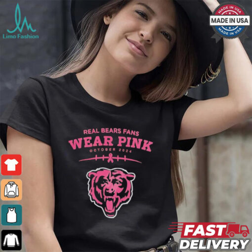 Real bears fans wear pink October 2024 Chicago Bears shirt