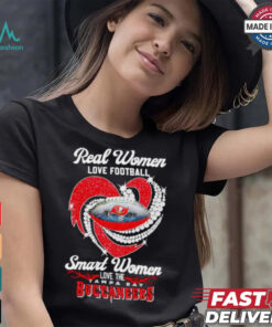 Real women love football smart women love the Tampa Bay Buccaneers diamond heart shirt