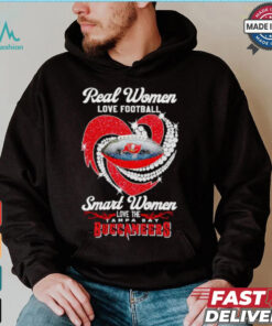 Real women love football smart women love the Tampa Bay Buccaneers diamond heart shirt