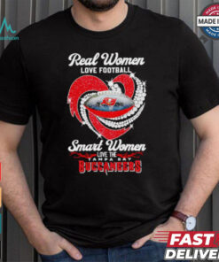 Real women love football smart women love the Tampa Bay Buccaneers diamond heart shirt