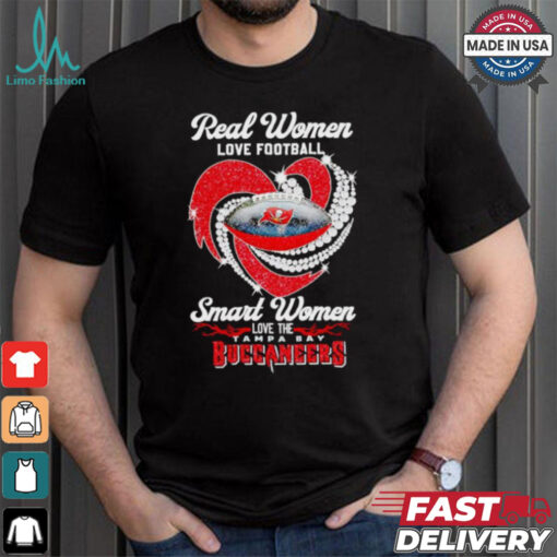 Real women love football smart women love the Tampa Bay Buccaneers diamond heart shirt