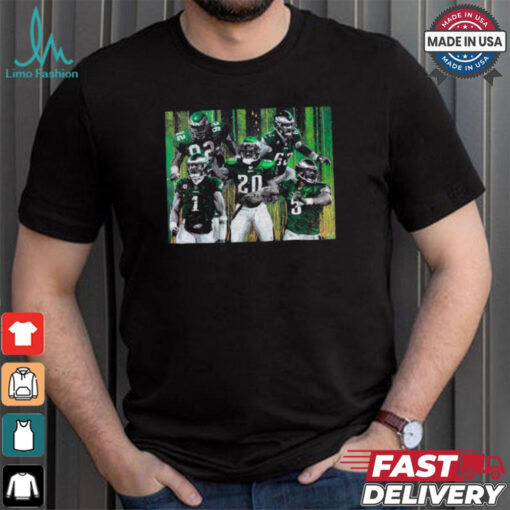 Reggie White, Jason Kelce, Jalen Hurts, Brian Dawkins, and Donovan McNabb Fly Eagles Fly Shirt