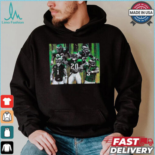 Reggie White, Jason Kelce, Jalen Hurts, Brian Dawkins, and Donovan McNabb Fly Eagles Fly Shirt