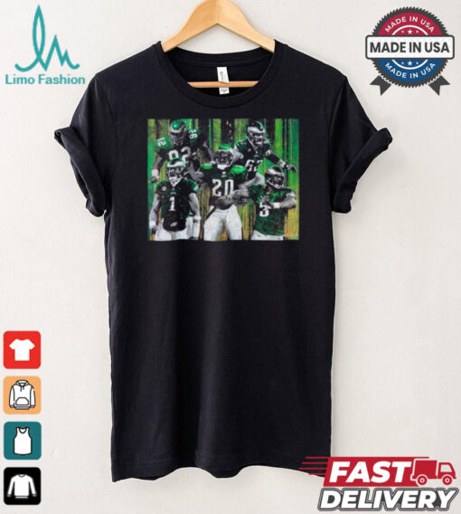 Reggie White, Jason Kelce, Jalen Hurts, Brian Dawkins, and Donovan McNabb Fly Eagles Fly Shirt