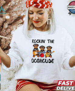 Rockin’ the Doghouse Yorkipoo Puppy Band Rock n’ Roll Dog Design shirt
