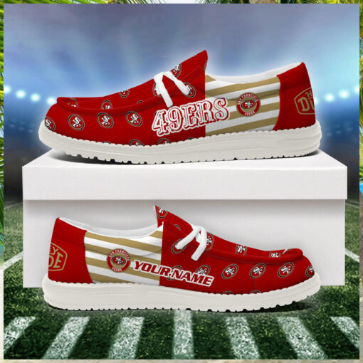 San Francisco 49ers 2024 Version Personalized Hey Dude Shoes