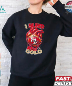 San Francisco 49ers I bleed red and gold heart shirt