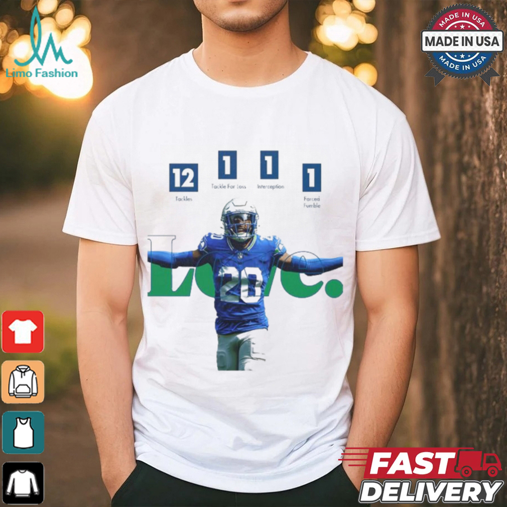 Seattle Seahawks Julian Love 12 Tackles 1 Tackles For Loss 1 Interception 1 Forced Fumble shirt Seattle Seahawks Julian Love 12 Tackles 1 Tackles For Loss 1 Interception 1 Forced Fumble shirt