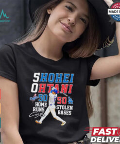 Shohei Ohtani 50 home runs 50 stolen bases signature shirt