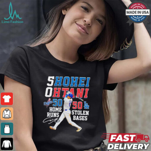 Shohei Ohtani 50 home runs 50 stolen bases signature shirt