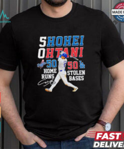 Shohei Ohtani 50 home runs 50 stolen bases signature shirt