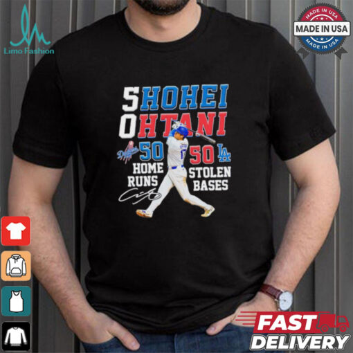 Shohei Ohtani 50 home runs 50 stolen bases signature shirt