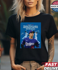 Shohei Ohtani Makes MLB History With First 50 50 Season Poster t shirt