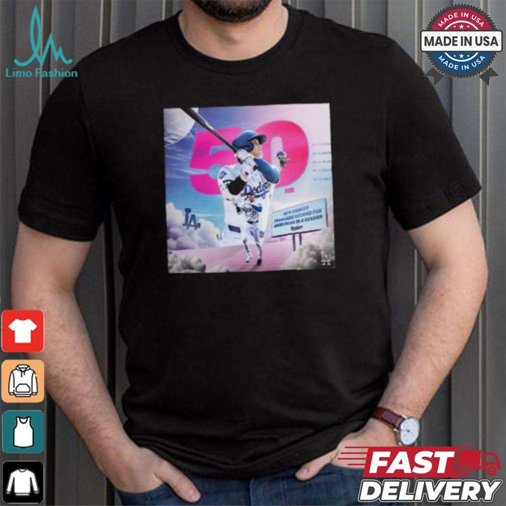Shohei Ohtani Sets A New Dodger Franchise Record For Home Runs In A Single Season With 50 Vintage T Shirt Shohei Ohtani Sets A New Dodger Franchise Record For Home Runs In A Single Season With 50 Vintage T Shirt