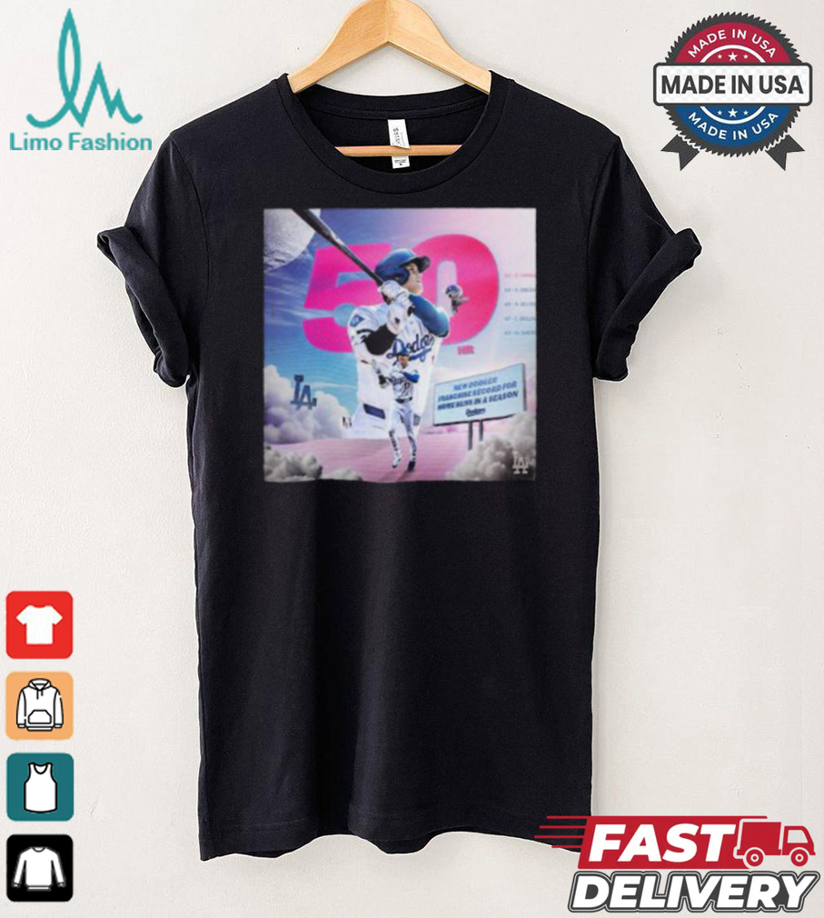 Shohei Ohtani Sets A New Dodger Franchise Record For Home Runs In A Single Season With 50 Vintage T Shirt Shohei Ohtani Sets A New Dodger Franchise Record For Home Runs In A Single Season With 50 Vintage T Shirt