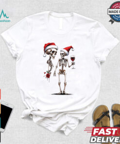Skeleton drinking wine when youre dead inside but its Christmas shirt