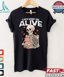 Skeleton hug cats keep me alive shirt, hoodie, sweater, long sleeve and tank top Skeleton hug cats keep me alive shirt