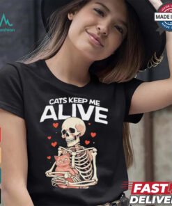 Skeleton hug cats keep me alive shirt, hoodie, sweater, long sleeve and tank top Skeleton hug cats keep me alive shirt