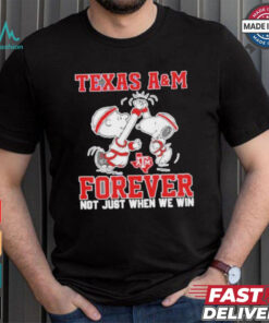 Snoopy Charlie Brown high five Texas A&M Aggies forever not just when we win shirt