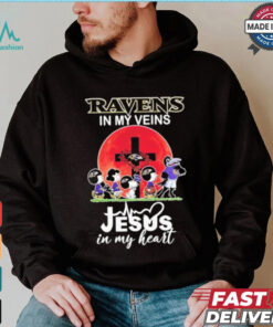 Snoopy Ravens In My Veins Jesus In My Heart Moon Shirt