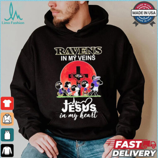 Snoopy Ravens In My Veins Jesus In My Heart Moon Shirt