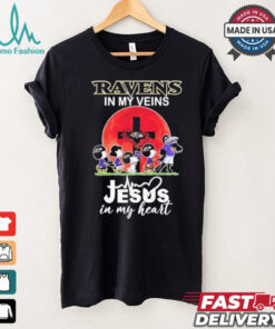 Snoopy Ravens In My Veins Jesus In My Heart Moon Shirt