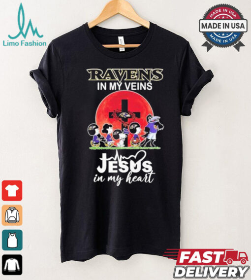 Snoopy Ravens In My Veins Jesus In My Heart Moon Shirt