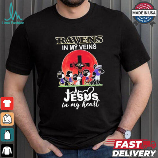 Snoopy Ravens In My Veins Jesus In My Heart Moon Shirt