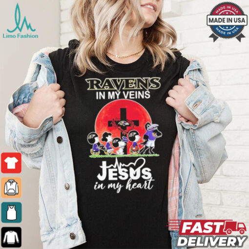 Snoopy Ravens In My Veins Jesus In My Heart Moon Shirt