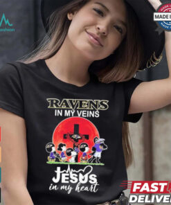 Snoopy Ravens In My Veins Jesus In My Heart Moon Shirt