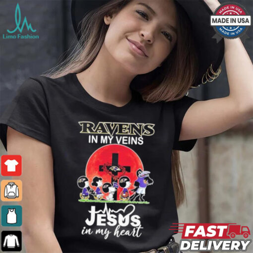 Snoopy Ravens In My Veins Jesus In My Heart Moon Shirt