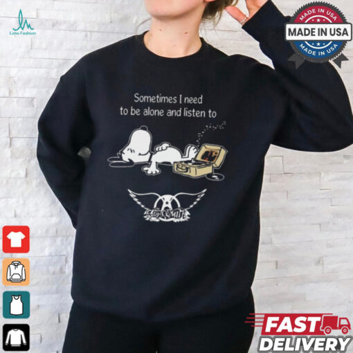 Snoopy Sometimes I Need To Be Alone And Listen To Aerosmith Logo shirt