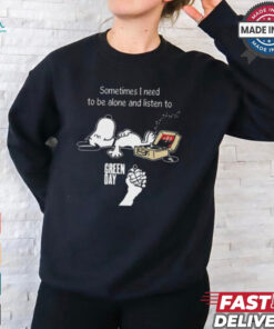 Snoopy Sometimes I Need To Be Alone And Listen To Green Day Logo shirt