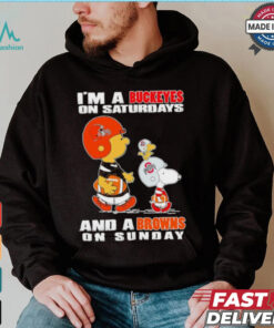 Snoopy and Charlie Brown I’m a Ohio State Buckeyes on saturdays and a Browns on sunday 2024 shirt, hoodie, sweater, long sleeve and tank top Snoopy and Charlie Brown I’m a Ohio State Buckeyes on saturdays and a Browns on sunday 2024 shirt