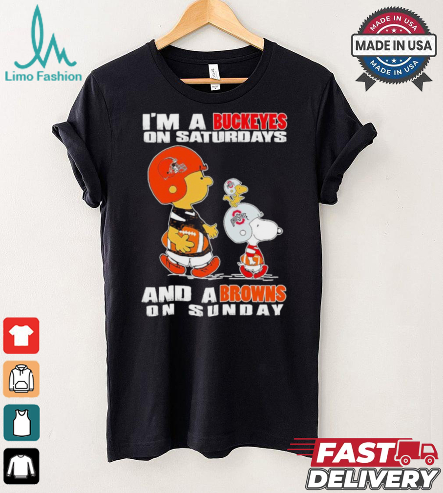 Snoopy and Charlie Brown I’m a Ohio State Buckeyes on saturdays and a Browns on sunday 2024 shirt Snoopy and Charlie Brown I’m a Ohio State Buckeyes on saturdays and a Browns on sunday 2024 shirt
