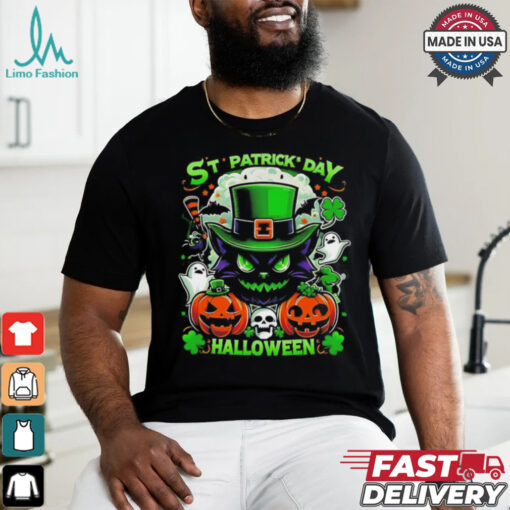 St. Patricks Day Halloween cat shirt