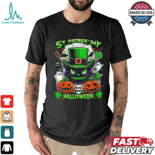 St. Patricks Day Halloween cat shirt