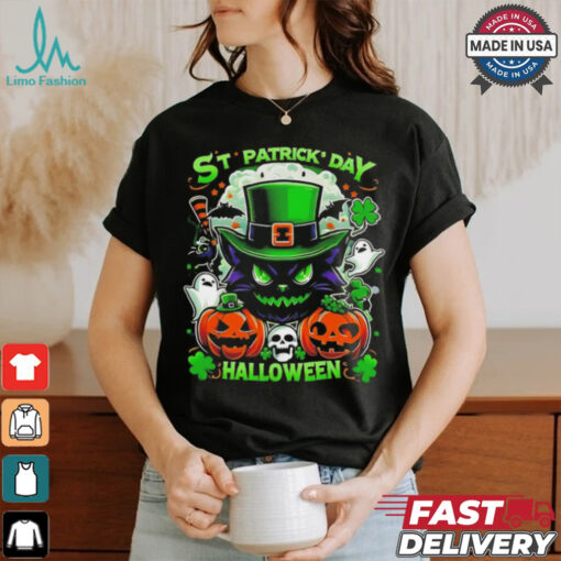 St. Patricks Day Halloween cat shirt