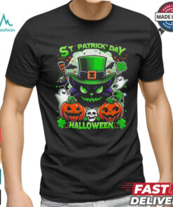 St. Patricks Day Halloween cat shirt