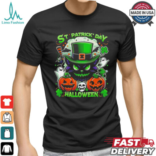 St. Patricks Day Halloween cat shirt