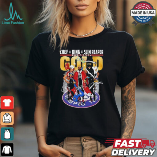 Stephen Curry, Lebron James And Kevin Durant Chef X King X Slim Reaper Paris 2024 Shirt