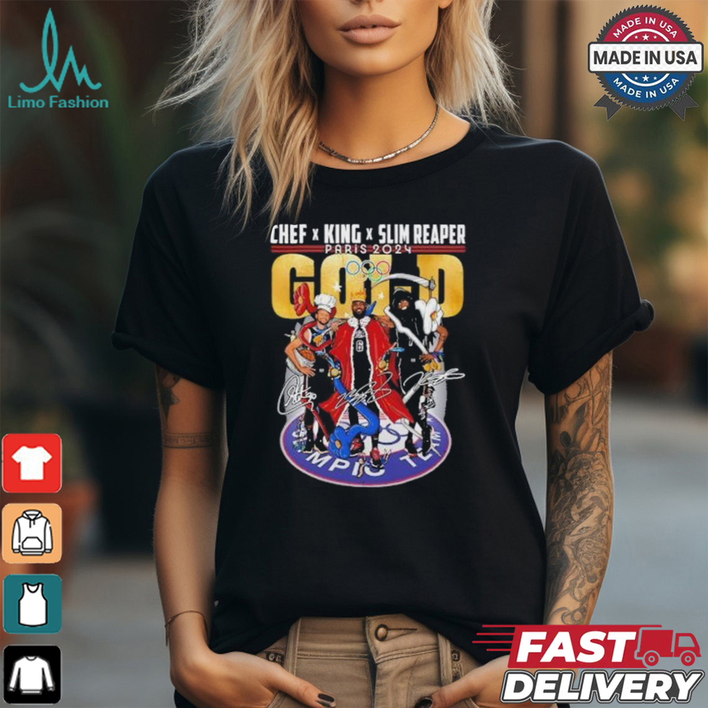 Stephen Curry, Lebron James And Kevin Durant Chef X King X Slim Reaper Paris 2024 Shirt Stephen Curry, Lebron James And Kevin Durant Chef X King X Slim Reaper Paris 2024 Shirt