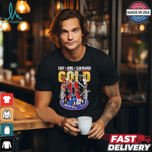 Stephen Curry, Lebron James And Kevin Durant Chef X King X Slim Reaper Paris 2024 Shirt