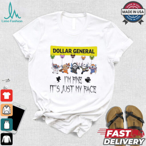Stitch Horror Character X Dollar General I’m Fine It’s Just My Face Halloween Shirt