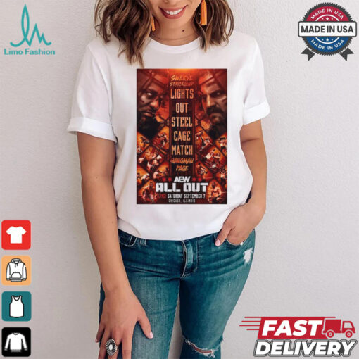 Swerve Strickland Lights Out Steel Cage Match Hangman Adam Page – AEW ALL OUT 2024 Poster t shirt