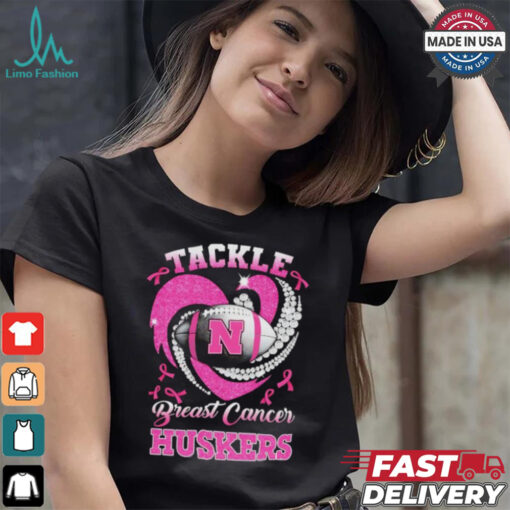 Tackle Breast Cancer Nebraska Cornhuskers diamond heart shirt
