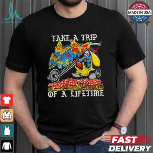 Take a trip of a lifetime skeleton riding art shirt