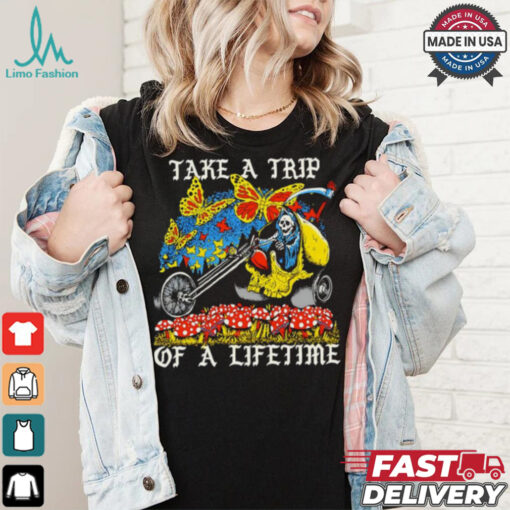 Take a trip of a lifetime skeleton riding art shirt